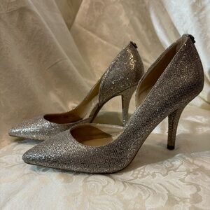 Michael Kors Gold Glitter Pumps, Size 8